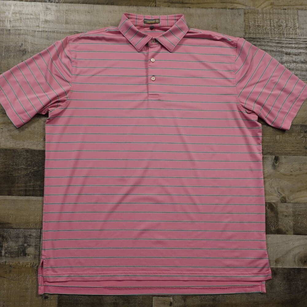 Peter Millar summer comfort polo‎ shirt men's extra large pink green watermelon